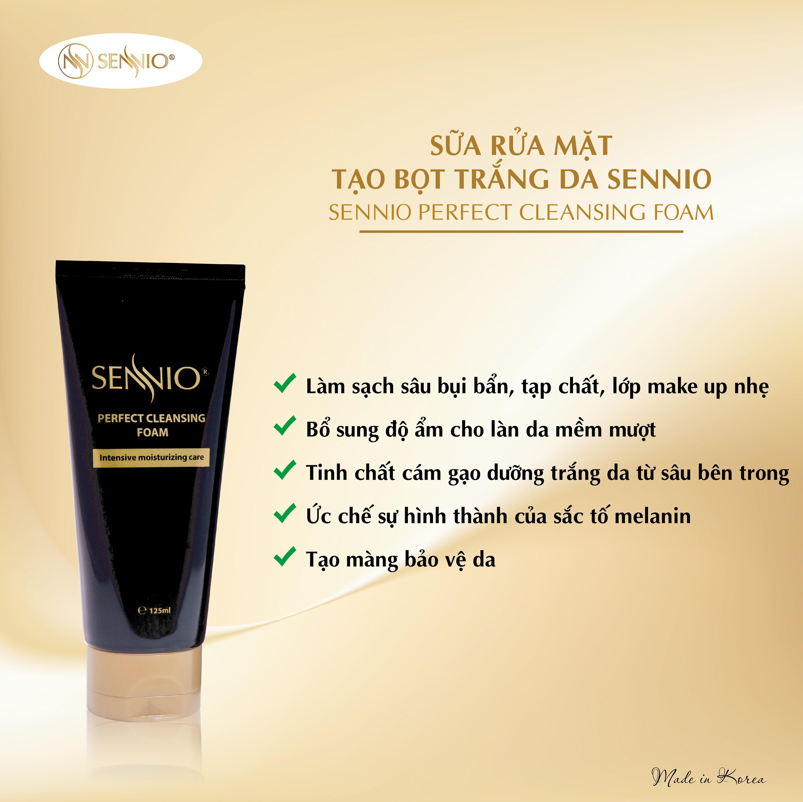 Sennio Perfect Cleansing Foam - Sữa Rửa Mặt Trắng Da Sennio - Shafana