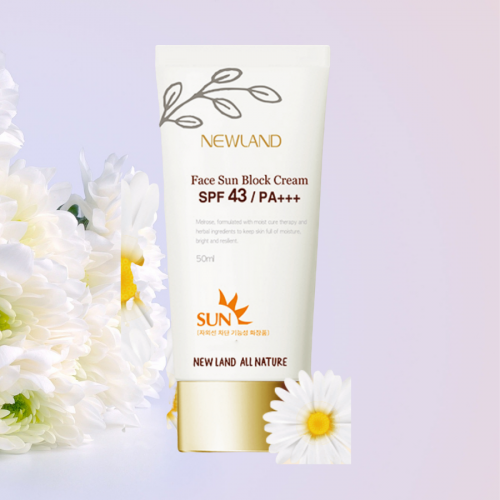 Newland Face Sun Block Cream – Kem Chống Nắng Da Mặt Newland giúp dưỡng ẩm da, chống lão hóa, đồng thời tính năng kem lót giúp hiệu chỉnh sắc da đều màu hơn