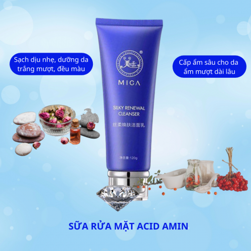 Sữa rửa mặt MIGA - MIGA Sikly Renewal Cleanser giúp bạn có được làn da sạch khoẻ và căng mướt, ngăn chặn được tình trạng khô căng sau rửa mặt