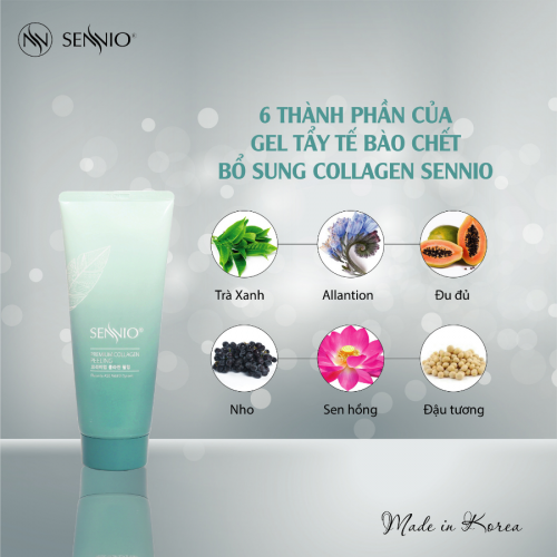 Sennio Premium Collagen Peeling chiết xuất từ Trà xanh giúp loại bỏ được tế bào chết một cách nhẹ nhàng cho da